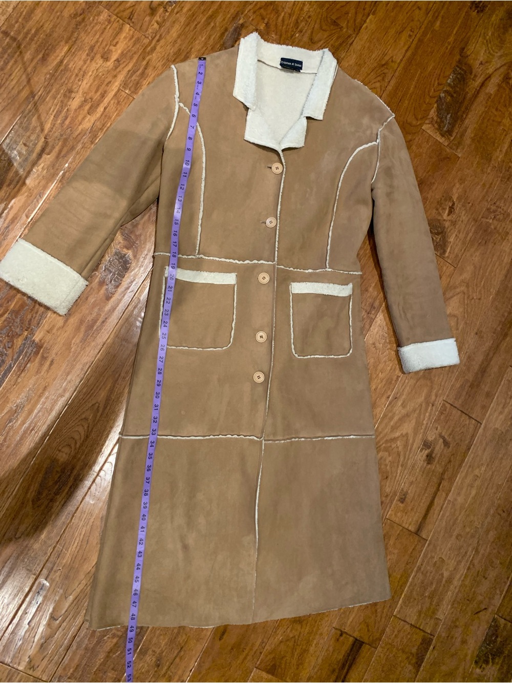 Vintage Tan Shearling Long Coat - Womens - Picture 8 of 12